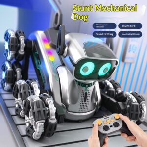 new children's rc remote control car eight wheel remote control stunt car drifting light music intelligent robot dog toy car