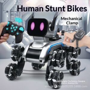 new children's remote control car eight wheel stunt mechanical dog swinging arm climbing off road vehicle electronic music robot dog toy