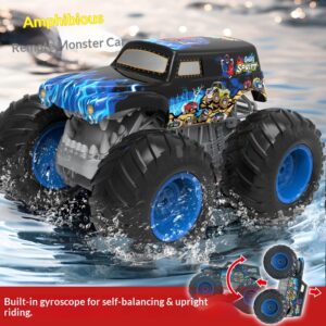 remote control car, land and water, two handle stunt bicycle, waterproof four wheel drive, rechargeable off road climbing children's racing toy