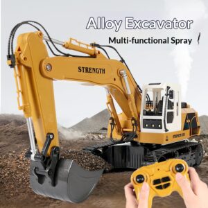 12 channel alloy excavator 1:20 double remote control watch light bulldozing spray engineering vehicle projection model vehicle