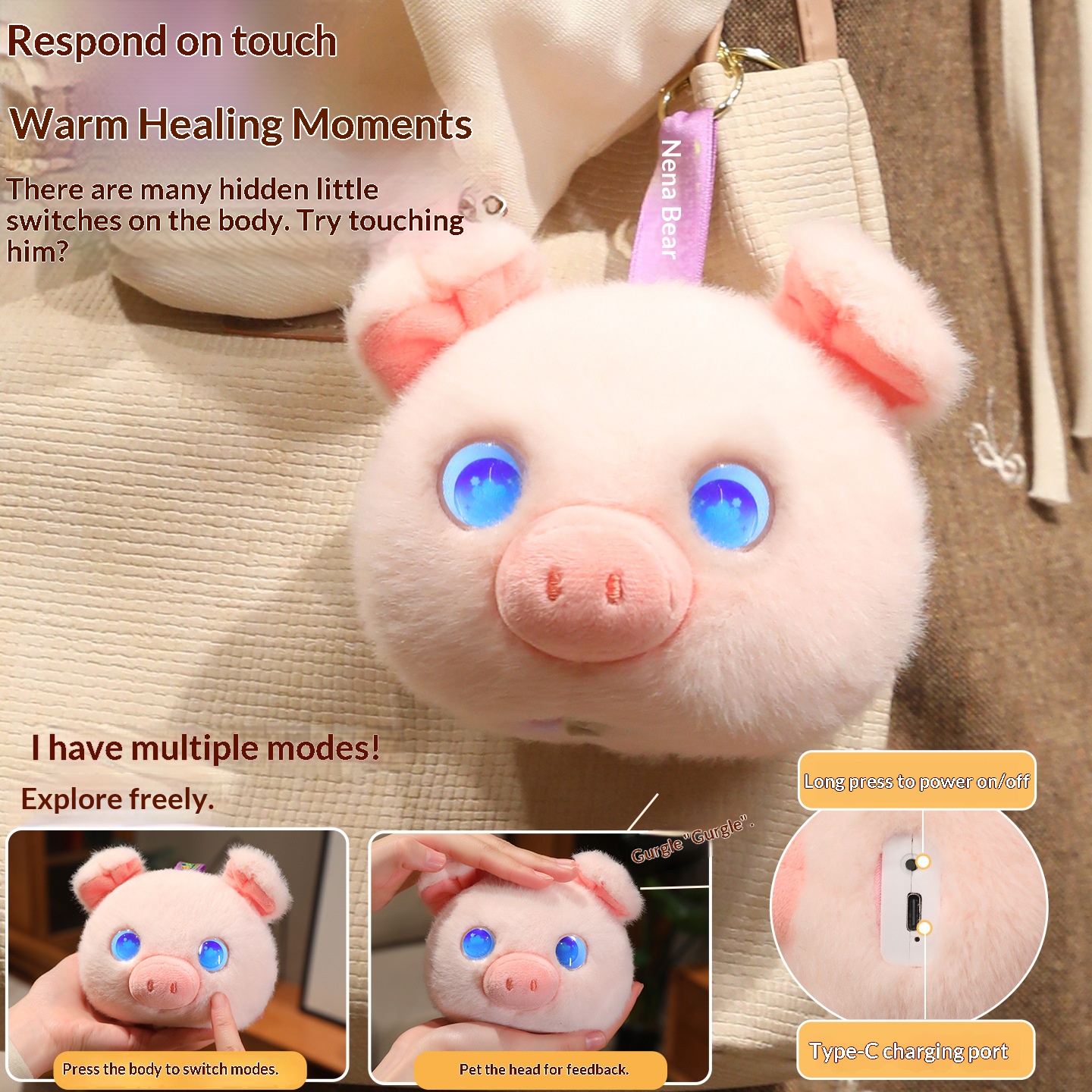 cross border ai toy intelligent dialogue pig toy doll silly companion bag pendant table companion creative gift cross border ai toy intelligent dialogue pig toy doll silly companion bag pendant table companion creative gift