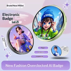electronic bar nfc dynamic badge eating millet touch screen magnetic ai two dimensional animation peripheral e badge pendant